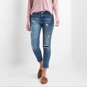 Gap Mid Rise Girlfriend Jeans in Destructed Repair